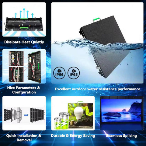 Next Level P3.91 Portable Led Display Wall Boasting Badass Bright Visuals With Ip65 Waterproof Aluminum Cabinet Includes Mounting Frame And Tough Flight Case For Stage Concerts 14 Pack displaying water resistance performance.
