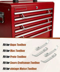 12 Pcs Drawer Slide Retaining Clips For Tool Boxes Fits Popular Toolbox Brands And Vintage Chests Heavy Duty Spring Steel Locking Clips To Get Your Old Drawer Sliders Back In Action Yo, displayed with a red toolbox