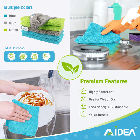 Grime Busting Ultra Soft 50 Pack Microfiber Cloths For Cars, Home And Kitchen, Lint Free, Streak Free, Scratch Free Rags, 12x12 Inch