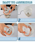 Steps to assemble Cowboy Watercolor Decor Bedside Lamp with 3-Way Dimmable Touch Control, charging station shown