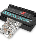 Heavy Duty Dual Mode Vacuum Sealer For Mylar And Textured Bags With Rapid Cooling And Custom Air Locks Bang For Your Buck Game Changer Straight Up Pantry Defense with silver bag.