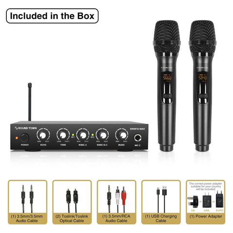 Dope Wireless Karaoke Microphone Mixer System With HD Audio Return Channel Optical Toslink AUX Bluetooth HDMI In Out TV ARC For Smart TV Media Box PC Soundbar Receiver with accessories