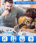 13-In-1 Solar Robot Kit For Kids Aged 8 To 12, STEM Building Toys For Boys And Girls, Land And Water Bots, Hands-On Robotics Projects, Fun Awesome Educational Science Kit For Christmas And Birthday Gifts, father and child building robot