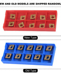 CCMT Turning Insert Set 32.5 Degree Carbide Inserts 9T304 For CNC Lathe Machining 10 Pack with Box shown in red and blue cases.