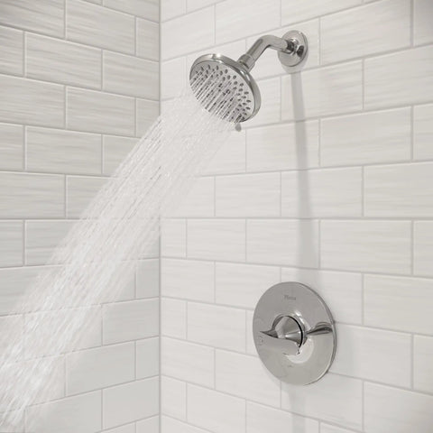Single Handle Shower Trim Kit With Multi Function Shower Head Packed With Five Spray Modes Rain Massage Invigorating Champagne And Champagne Rain Combo In Polished Chrome Finish For Easy Two Hole Install Model LG897WRC, polished chrome trim with water flow