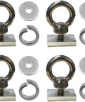 4 Pack Heavy Duty Stainless Steel Eye Bolt Tie Down Anchoring Kit for Roof Racks and 4WD Awnings Includes M8 Eye Bolts Slot Nuts and Washers for Secure Cargo Tie Downs, four stainless steel bolts with washers