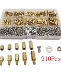 Brass Standoff Screws Nuts Washers Kit 910Pcs M3 Hex Spacer Assortment For DIY Projects Electronics Cabinetry And Repairs Includes Male And Female Threads With Precise Thread Design, assorted brass spacers in case