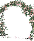 Sturdy Metal Wedding Arch For Outdoor Ceremony And Garden Party Decor 8 Feet Wide 7 Feet High Black Round Frame With Flowers