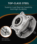 Front Wheel Bearing And Hub Assembly Fits Hyundai Santa Fe 2007 2008 2009 2010 2011 2012 2013 2014 Santa Fe Sport 2013 2014 Veracruz 2007 2012 and Kia Sorento 2011 2015 5 Bolt Front Left Or Right Wheel Hub Replacement Ready To Roll in stainless steel on a dark background