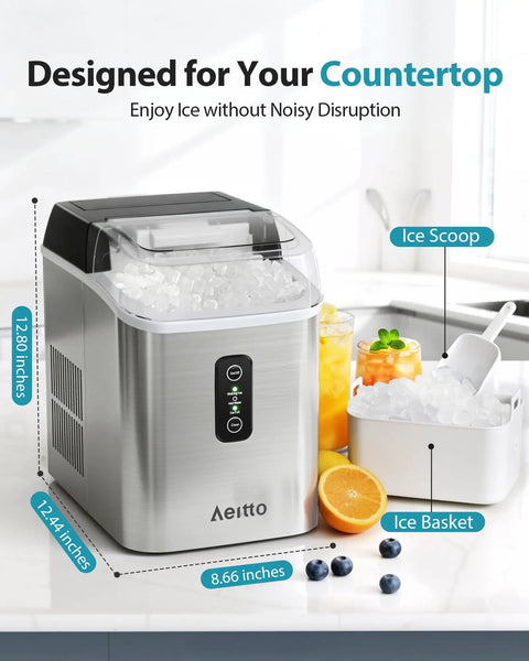 Nugget Ice Maker Countertop With 42 Lbs Per Day Output 24 Hour Ice Machine 1.5L Water Tank Rapid Ice Release, kitchen setup