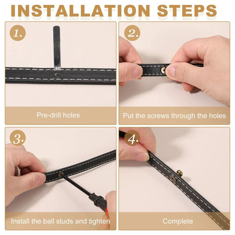 Step-by-step installation of 7 mm Leather Rivets Set Bronze Ball Head Stud Screw Back Round Head for DIY handbags, 20 sets.