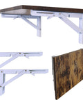 Folding Shelf Brackets Set With 400 Lb Max Load, DIY Wall Mounted Shelving Brackets for tables, white 12 inch plank, pack of 2