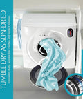 Lazy Sunday Fully Automatic Washing Machine With One Touch Auto Timer And Super Low Energy Draw Featuring Six Wash Cycles Plus Deep Extra Rinse Rounds For Fresh Threads On Overstuffed Loads showing reverse tumble drying action.