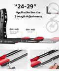 Swivel Wall Bike Rack Mount For Garage Storage Heavy Duty 3mm Steel Bicycle Hanger With Adjustable Arm Fits 24 To 29 Inch Wheels And Tires Up To 3.5 Inches Holds 66 Lbs Great For Road And MTB Bikes, showing adjustable arms and installation details.