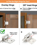 Self Closing Brushed Nickel Kitchen Cabinet Hinges For Face Frame Doors No Fuss Auto Close Feature With Screws Quick Swap For Older Furniture Rugged Heavy Duty Cupboard Hardware Kit, comparison of overlay and inset hinges.
