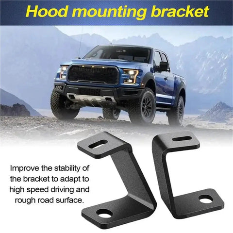 Off Road LED Pod Mount Bracket Kit 4 Pack with adjustable clamps shown with rugged truck and mountain background