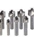 Jerax tools corner rounding end mill set, HSS, 8 pcs, sizes 1/16 to 3/8 inch milling cutters