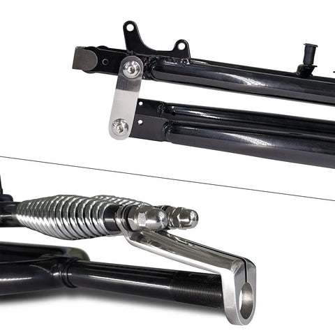 26 Inch Double Springer Suspension Fork For Cruiser And Chopper Bikes, 1 Inch Threaded Steerer, Dual Spring Classical Fork, Black Steel Build