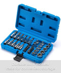 34 Piece Torx Bit Socket Set With E-Torx Sockets Three Eighths Inch Drive CR-V And S2 Steel in blue durable case
