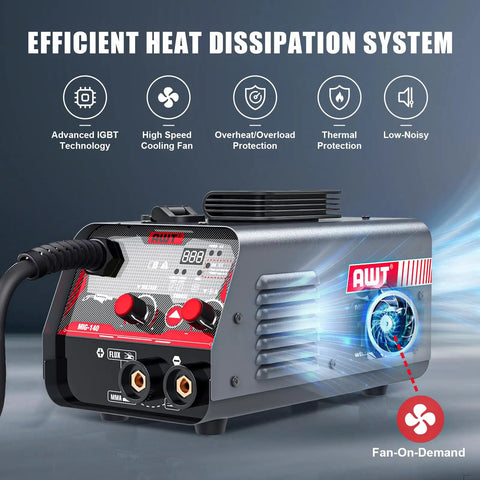 Upgrade Your DIY Game With This Awt 140A Mig Welder Machine That Does Flux Core And Stick Welding On One Handy 110V Unit, detailed view of cooling system.