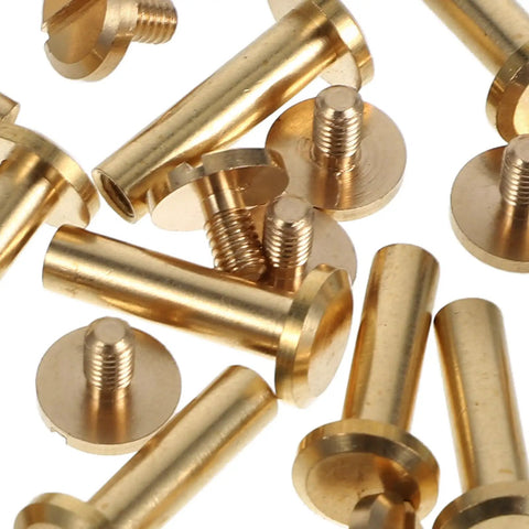 No Brainer 10 Piece Golden Copper Binding Screw Posts Bundle, showcasing shiny golden copper screws for photo albums and scrapbooks.