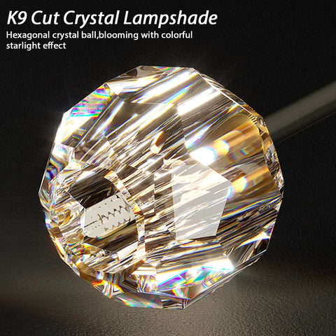 Close-up of K9 cut crystal lampshade for 42 Inch Crystal Chandelier Modern Ceiling Light Fixture With 18 Lights For Dining Room G9 Bulbs Included