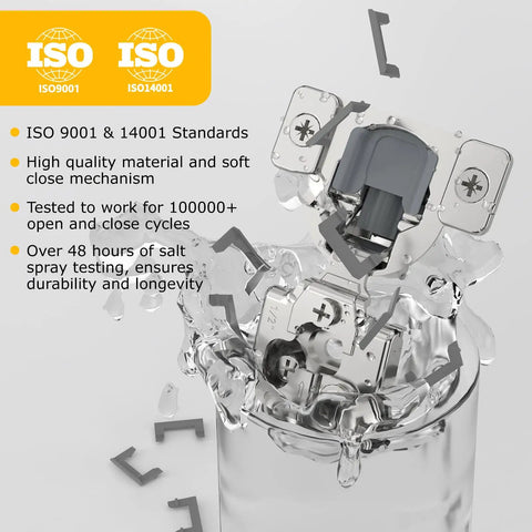 30 Pack Cabinet Door Angle Restriction Clips For 90 Degree Limit To Prevent Slamming And Wall Dings With Super Snug Hinge Guards visible in water.