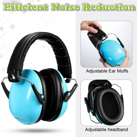 Four Pack Kids Ear Protection Earmuffs Adjustable Noise Reduction 27NRR Noise Cancelling Earmuffs for sleep and study, blue