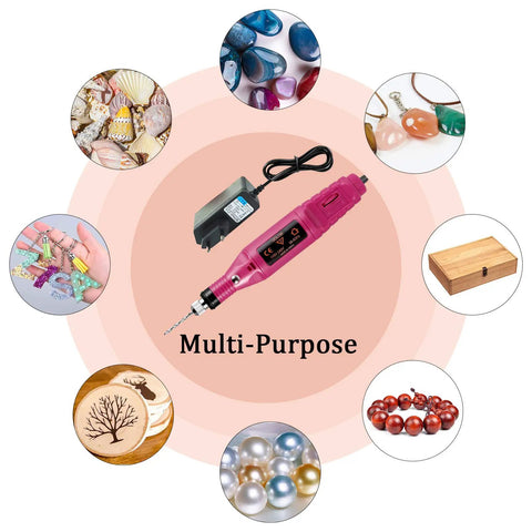 Electric Corded Hand Drill Kit With Pin Vise Set Pro Grade 17 Drill Bits 10 Collets 200 Screw Eye Pins for crafts and jewelry making