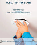 Hands installing 24 Pack 5/6 Inch Dimmable LED Disk Light Surface Flush Mount Easy Install 1050 Lumen 5000K Daylight