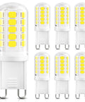 Set of 6 G9 LED Bulb 4W Cool White 6000K, 400 Lumens, 40W Halogen Equivalent, T4 Bi Pin, Non Dimmable, Long Lasting 25,000 Hours