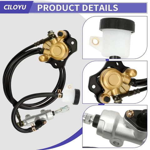Go Kart Brake Master Cylinder Caliper Bolt On Kit With 69 Inch Hydraulic Hose For Coleman KT196 GK200 196cc 6.5HP Replacement Parts