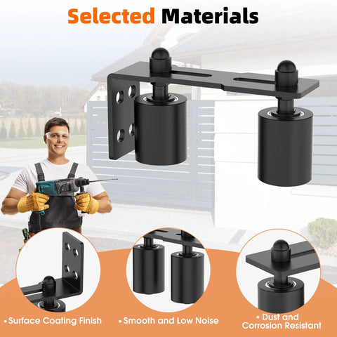 Heavy Duty Sliding Gate Roller Guide Kit With 3 Inch Adjustable Nylon Wheels And Rust Proof L Bracket For Wood Or Garage Doors, Black Finish, 2 Pack Bundle