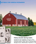 Heavy Duty Spring Loaded Door Lock And Cabinet Latch Double Roller Catch for RVs and homes shown with red barn.