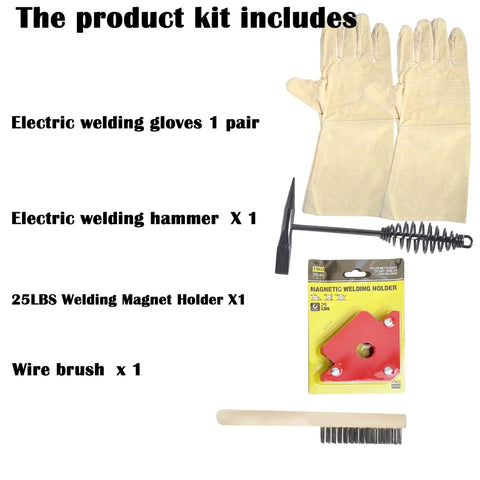 Complete Welding Kit With Magnetic Holder And Heavy Duty Chipping Hammer With Coil Spring Steel Wire Brush Durable Canvas Welding Gloves