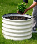 Two Pack Raised Garden Bed Kit Made From Galvanized Steel For Outdoors Built To Last With No Fuss Setup 2 By 2 By 1.5 Feet 23.6 Inch Square Footprint Rust Resistant Coating Safety Rubber Edges For Vegetables Fruits And Flowers White