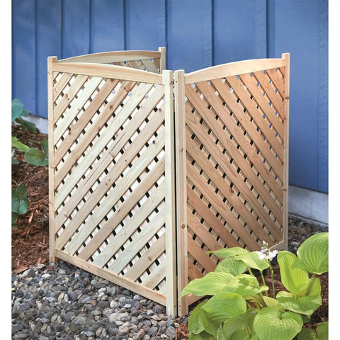 Outdoor Air Conditioner Fence Screen And Privacy Enclosure, Perforated Wooden Lattice Panel Made From Solid Fir in garden
