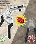 Type M Hog Ring Pliers Kit With 2400 Zinc Alloy Hog Rings For Fencing And Animal Cages, shows durable pliers and comparison chart