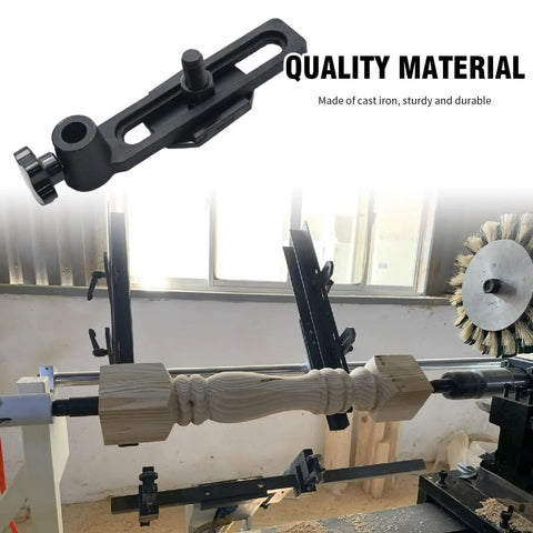 Heavy Duty Cast Iron Woodworking Lathe Tool Rest Base Featuring 20Mm Aperture Hole Diameter displayed on a wood lathe.