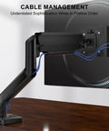 Side view of Single Monitor Arm Mount for 13 to 34 Inch Screens, adjustable desk mount for 32 inch regular monitors, sleek black