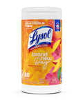 Lysol disinfecting wipes, mango & hibiscus scent, 80-count canister, kills 99.9% of viruses, floral design label