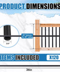 Heavy Duty Black Aluminum Deck Balusters 36 Inches High By 3/4 Inches Wide Pack Of 120 for porch decks, showing dimensions and design.