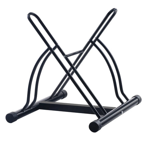 Mighty Rack Two Bike Floor Stand for easy clamp-free bicycle parking, heavy duty tubular steel construction for garage or home.