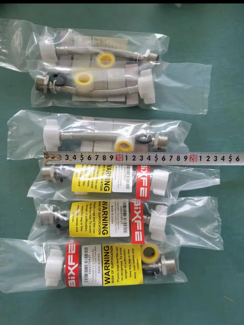 Six Inch Hose Extension For Toilet Bidet Sprayer T Adapter Connection Leaks Stopper with measurement scale visible in packaging.