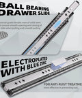 Beefy 18 Inch Heavy Duty Drawer Slides 260 Lb Capacity Full Extension Ball Bearing Side Mount Industrial Rail For Cabinets And Tool Boxes With M5 Screws, galvanized steel side view