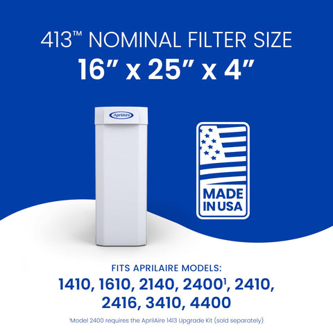 413 Replacement Filter For Whole House Air Purifiers MERV 13 For Allergy Relief At Home 16x25x4 Air Filter Pack Of 2 Fits Models