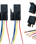 12V 30A 5 Pin SPST Automotive Relay With Harness Kit Two Pack Manual Relay Replacement For Electrical System Starter Relays Plug
