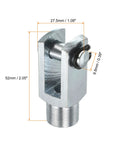 Air Cylinder Clevis End Y Connector 2 Pack M10x1.25 Female Thread 52mm Length For Foot Mounting On Pneumatic Cylinders Heavy Duty Silver Built To Last Metal Industrial Automation Grade, silver steel clevis end with dimensions