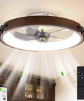 Neojoyoenix Light Fixture, 20" Ceiling Fans with Lights Kit (Led) and Remote Control, Walnut finish, modern flush mount.