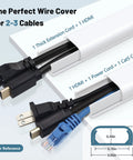 Ultimate Cord Concealer Kit For Wall Mounted TV Cables 9 Pack 17 Inch Each 153 Inch Total White Paintable Wire Covers Channel showing cords inside